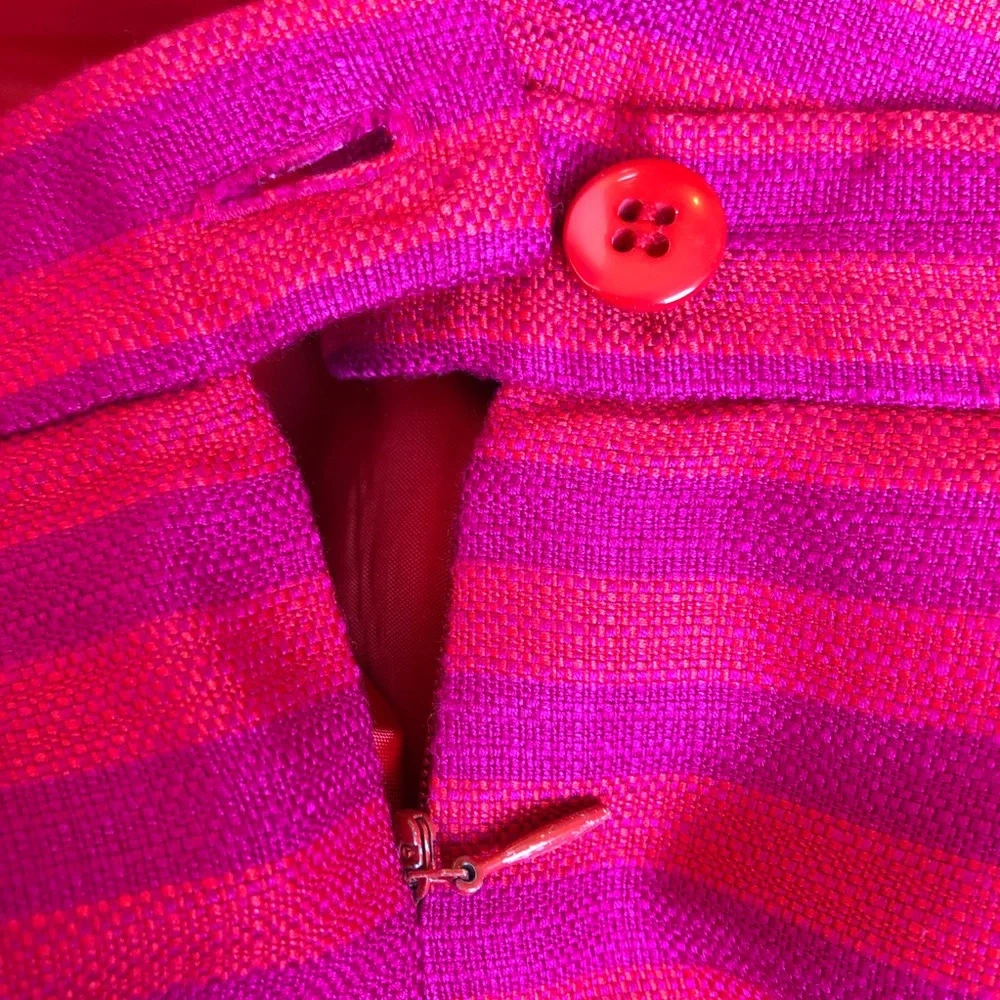 Christian Dior Vintage Pink Striped Blazer and Skirt Suit Set Size 12